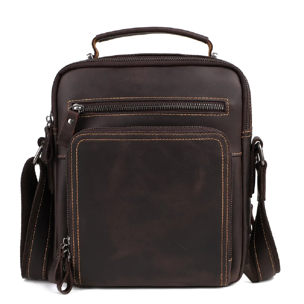 Vintage Genuine Leather Small Messenger Bag for Men