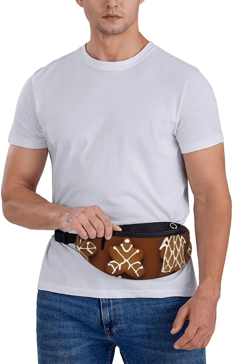 Waist Packs For Men & Women, Fashion Sling Pack With Adjustable Belt For Travel Sports Running.Gingerbread Cookies Print