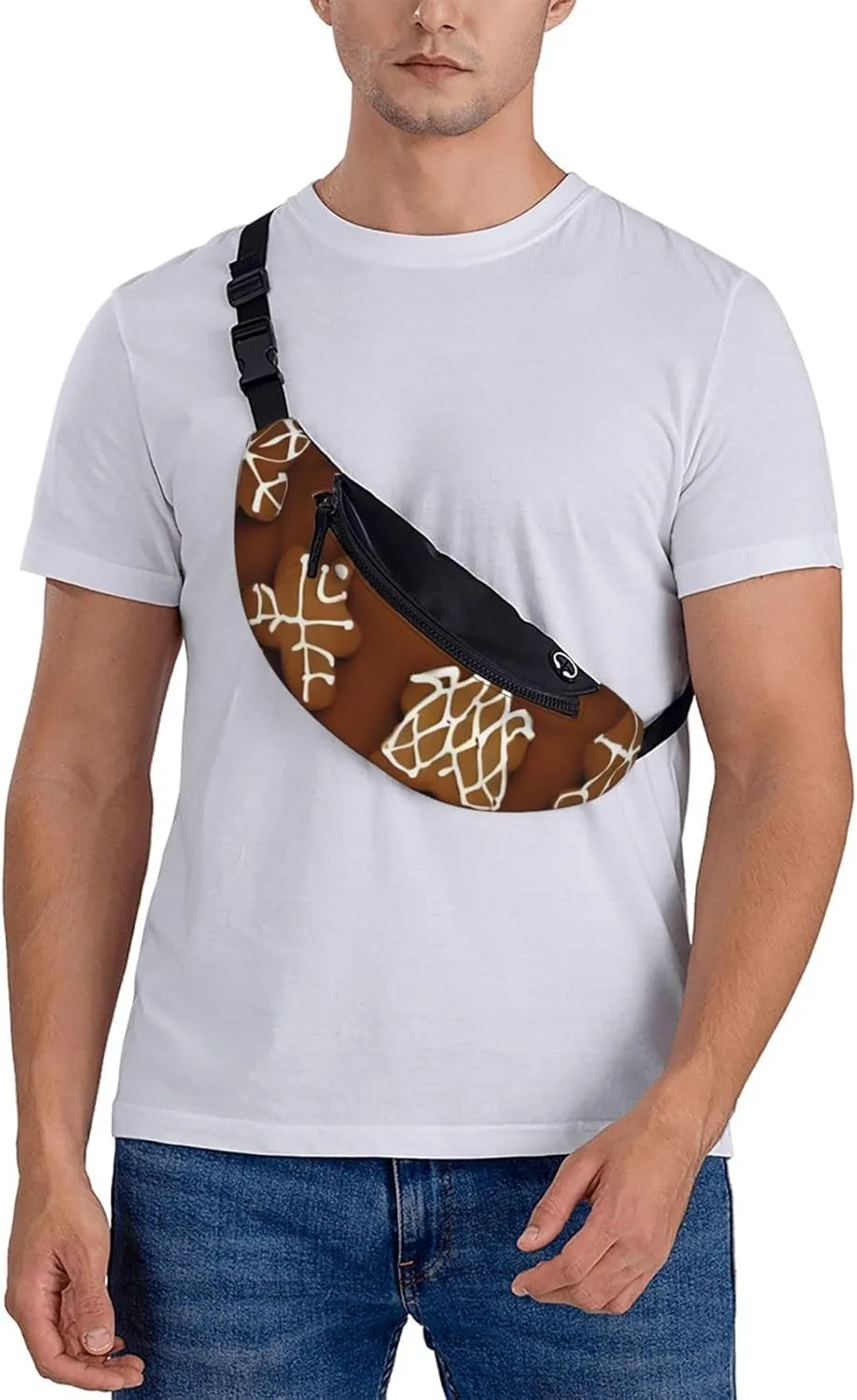 Waist Packs For Men & Women, Fashion Sling Pack With Adjustable Belt For Travel Sports Running.Gingerbread Cookies Print