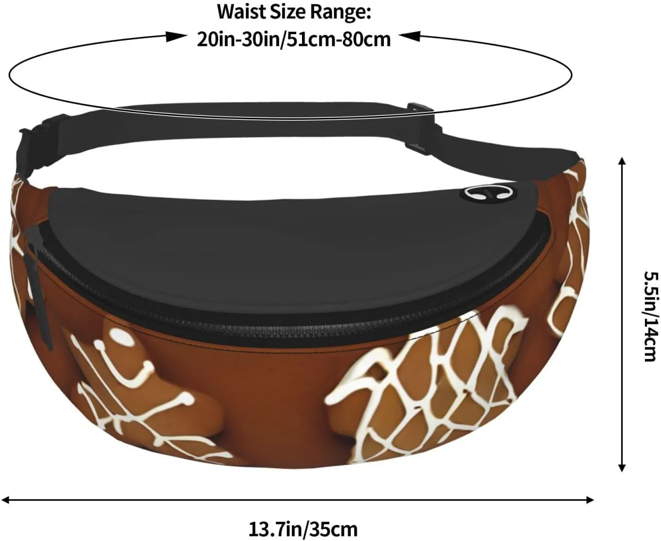 Waist Packs For Men & Women, Fashion Sling Pack With Adjustable Belt For Travel Sports Running.Gingerbread Cookies Print