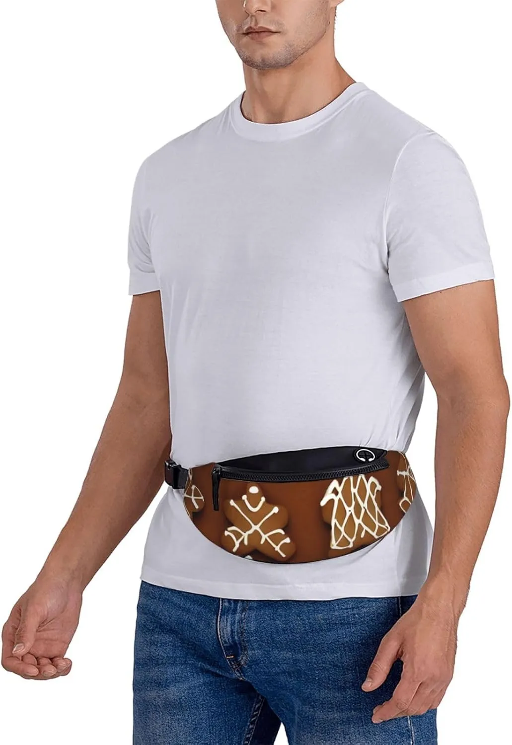 Waist Packs For Men & Women, Fashion Sling Pack With Adjustable Belt For Travel Sports Running.Gingerbread Cookies Print