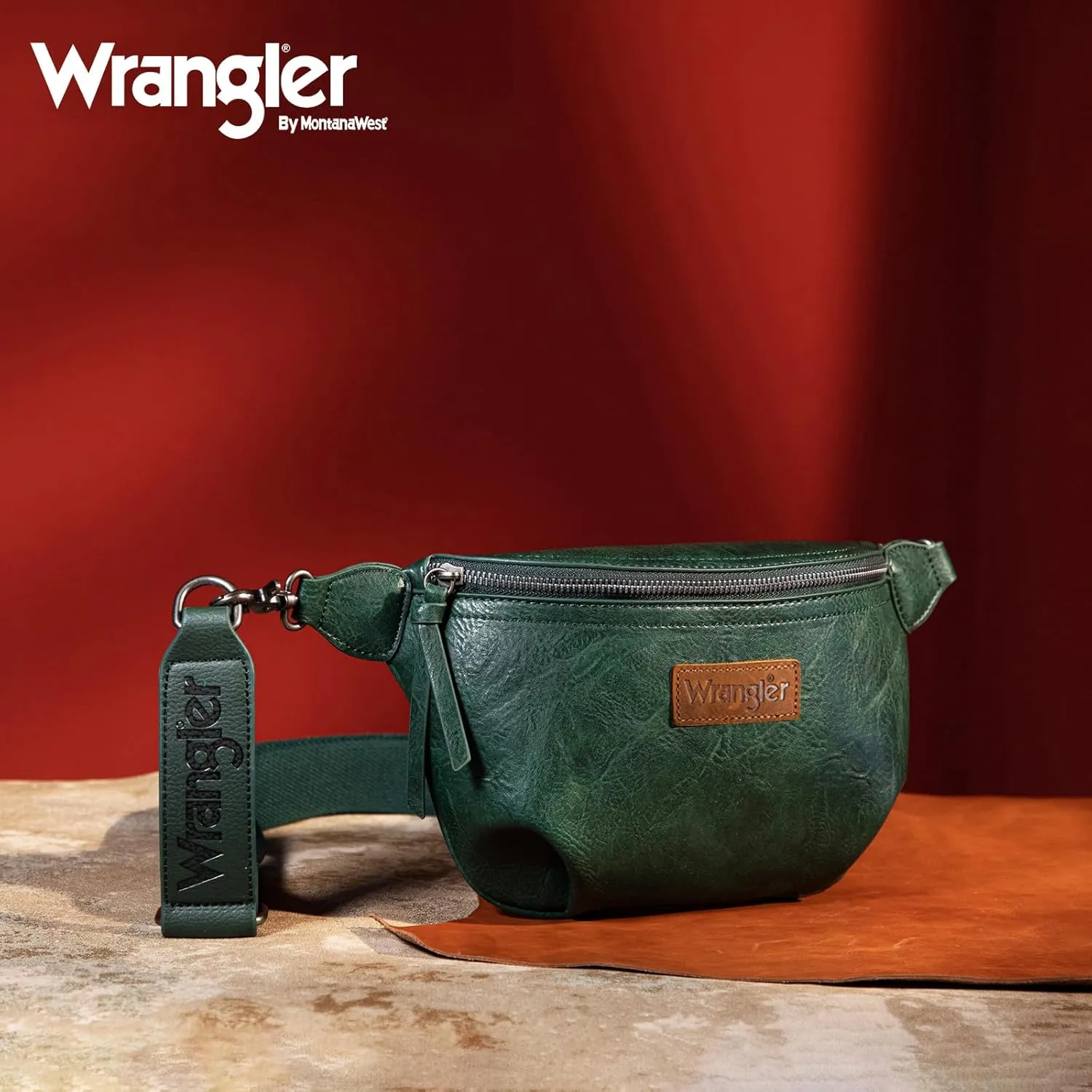Wrangler Large Fanny Packs for Women Waist Bag Travel Belt Bags Crossbody Sling Purse Green