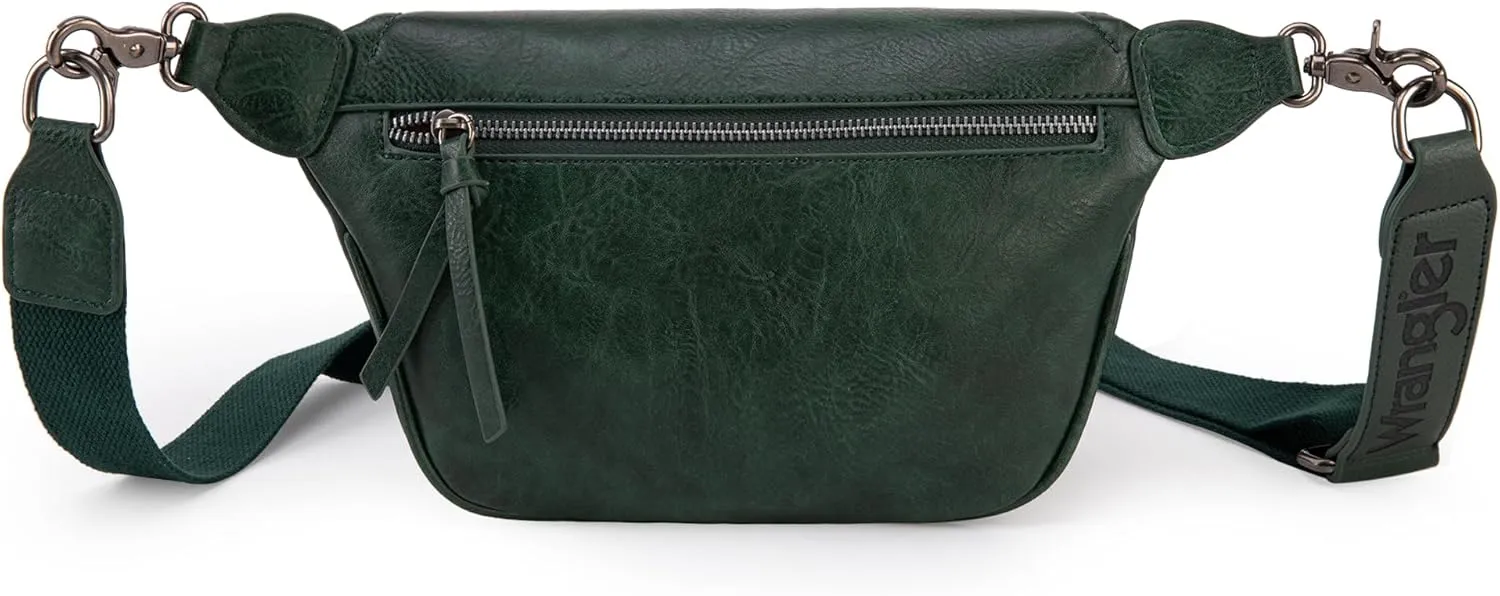 Wrangler Large Fanny Packs for Women Waist Bag Travel Belt Bags Crossbody Sling Purse Green