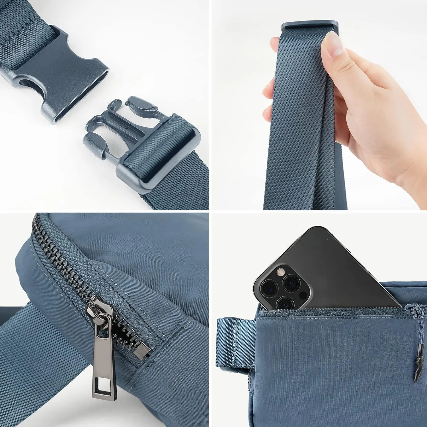 Yaavii Everywhere Belt Bag Unisex Mini Belt Bag, Fashion Small Waist Pouch Waterproof Bum Bag with Adjustable Strap for Workout Running Travelling Hiking, Blue