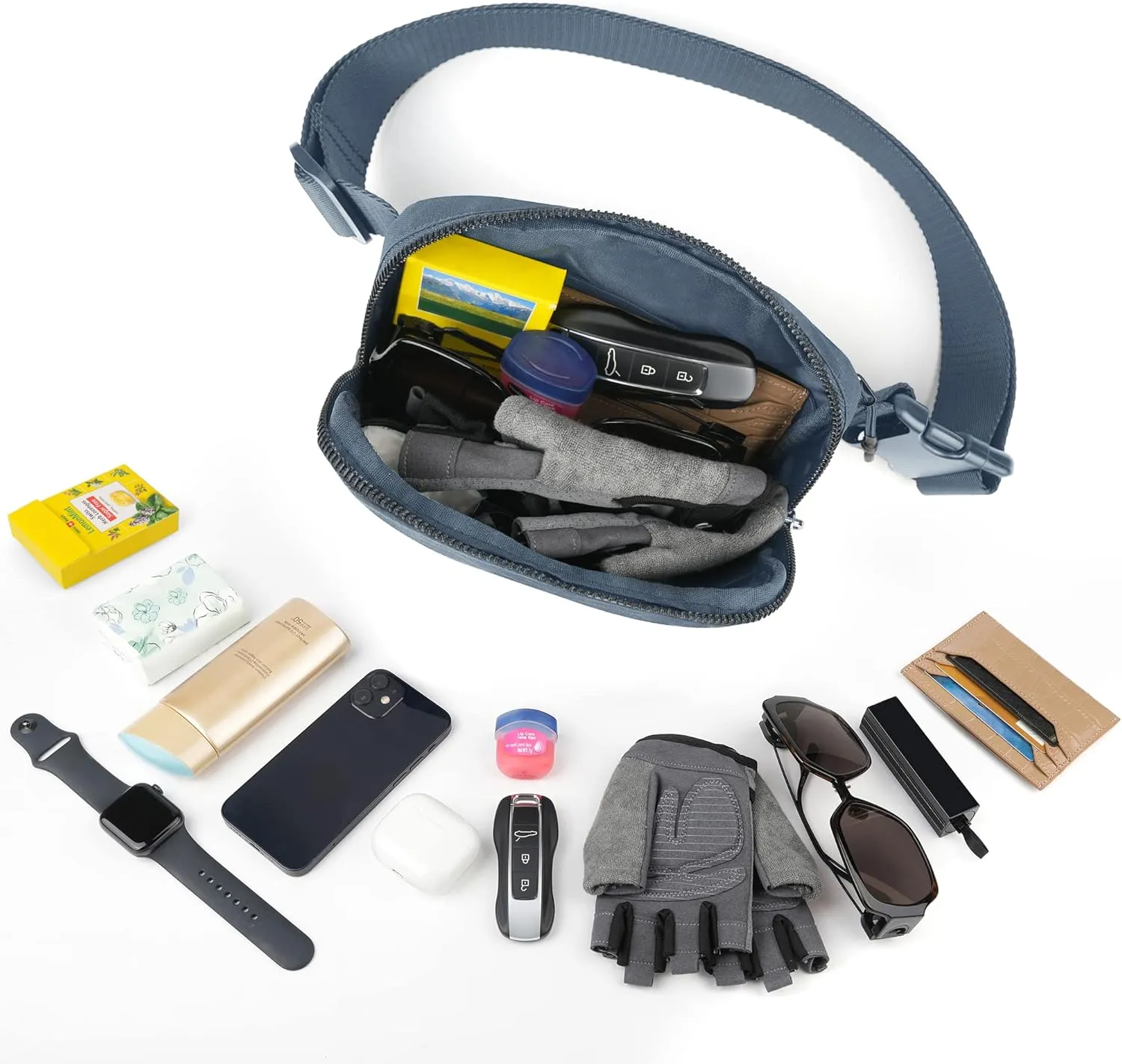Yaavii Everywhere Belt Bag Unisex Mini Belt Bag, Fashion Small Waist Pouch Waterproof Bum Bag with Adjustable Strap for Workout Running Travelling Hiking, Blue