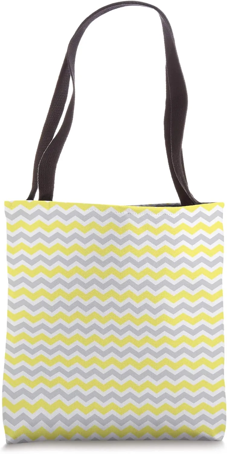 Yellow and Gray Wavy Lines Tote Bag
